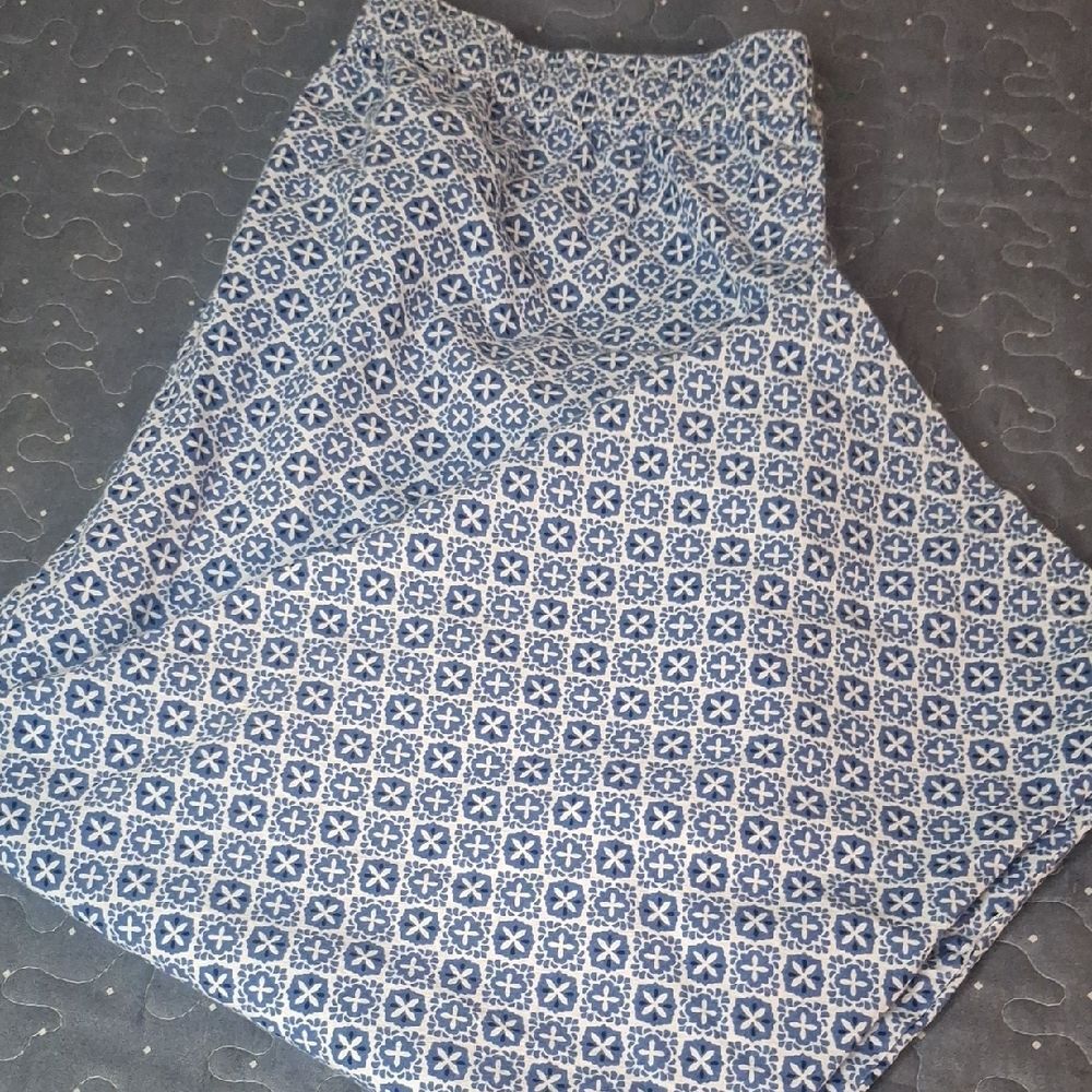 Emily Daniels Blue Patterned Women's Drawstring Cropped Pants size XL